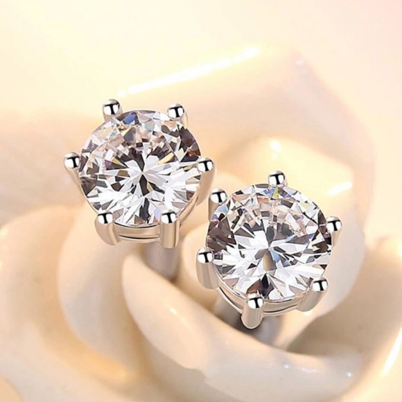 NEW 2CT DIAMOND STERLING SILVER STUD EARRINGS, NICE EARRINGS, CUTE EARRINGS - Picture 3 of 7
